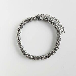 Classic vintage medieval turkish round weave chain mail silver mini bracelet